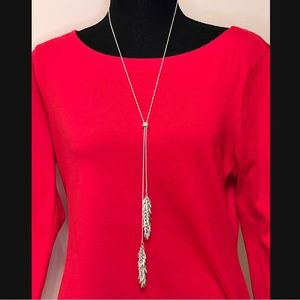 Magnolia Grace Seed Tassel Silver Lariat Necklace